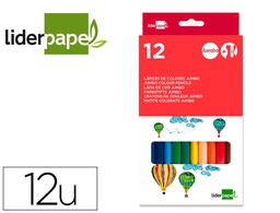 [LC02] LAPICES DE COLORES LIDERPAPEL JUMBO CON SACAPUNTAS CAJA DE 12 UNIDADES COLORES SURTIDOS