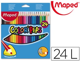 [183224FC] LAPICES DE COLORES MAPED TRIANGULARES CAJA DE 24 UNIDADES COLORES SURTIDOS