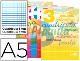 [LB35] LIBRETA LIDERPAPEL PAUTAGUIA TAPA CARTONCILLO 32 HOJAS DIN A5 70 G CUADRICULADO PAUTADO 3 MM CON MARGEN