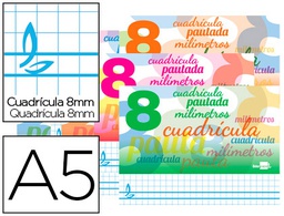 [LB49] LIBRETA LIDERPAPEL PAUTAGUIA TAPA CARTONCILLO 32 HOJAS DIN A5 CUADRICULADO PAUTADO 8MM APAISADA 70 GR