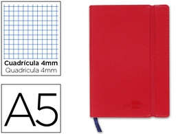 [LB41] LIBRETA LIDERPAPEL SIMIL PIEL A5 120 HOJAS 70G/M2 CUADRO 4MM SIN MARGEN ROJO