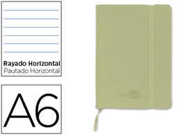 [LD08] LIBRETA LIDERPAPEL SIMIL PIEL A6 120 HOJAS 70G/M2 HORIZONTAL SIN MARGEN VERDE