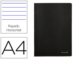 [LA13] LIBRETA LIDERPAPEL TAPA NEGRA A4 80 HOJAS 60G/M2 HORIZONTAL CON DOBLE MARGEN