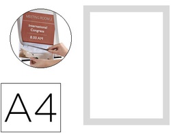 [KF22351] MARCO PORTA ANUNCIOS Q-CONNECT MAGNETO DIN A4 DORSO ADHESIVO REMOVIBLE COLOR PLATA PACK DE 2 UNIDADES