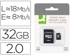 [KF16013] MEMORIA SD MICRO Q-CONNECT FLASH 32 GB CLASE 6 CON ADAPTADOR