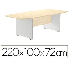 [3003AN02V24] MESA DE REUNION ROCADA MEETING 3003AN02 ESTRUCTURA MADERA GRIS ALUMINIO TABLERO MADERA GRIS 220X100X72 CM