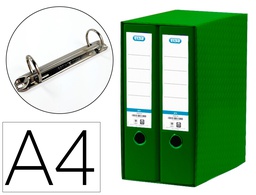 [100580051] MODULO ELBA 2 ARCHIVADORES DE PALANCA DIN A4 CON RADO 2 ANILLAS VERDE LOMO DE 80 MM