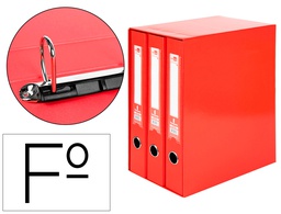 [MD33] MODULO LIDERPAPEL 3 ARCHIVADORES FOLIO 2 ANILLAS MIXTAS 40MM ROJO