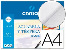 [C400110488] PAPEL ACUARELA BASIK CANSON DIN A4+ 370 GR PACK DE 6 HOJAS