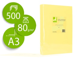 [KF18006] PAPEL COLOR Q-CONNECT DIN A3 80GR AMARILLO PAQUETE DE 500 HOJAS