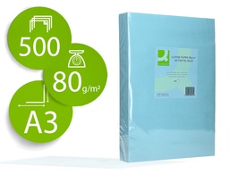 [KF18001] PAPEL COLOR Q-CONNECT DIN A3 80GR CELESTE PAQUETE DE 500 HOJAS