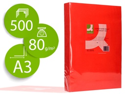 [KF18009] PAPEL COLOR Q-CONNECT DIN A3 80GR ROJO INTENSO PAQUETE DE 500 HOJAS