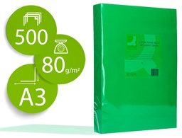 [KF18008] PAPEL COLOR Q-CONNECT DIN A3 80GR VERDE INTENSO PAQUETE DE 500 HOJAS