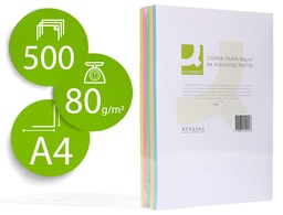 [KF02242] PAPEL COLOR Q-CONNECT DIN A4 80 GR 5 COLORES SURTIDOS PAQUETE DE 500 HOJAS