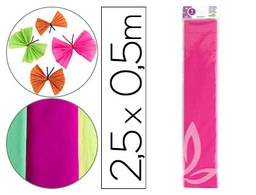 [CP38] PAPEL CRESPON LIDERPAPEL 50 CM X 2,5 M 34G/M2 ROSA FLUORESCENTE