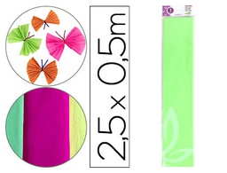 [CP37] PAPEL CRESPON LIDERPAPEL 50 CM X 2,5 M 34G/M2 VERDE FLUORESCENTE