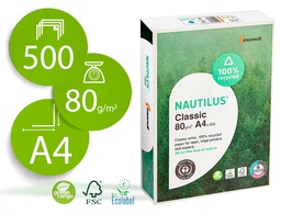 [NAUTILUS CLASSIC] PAPEL FOTOCOPIADORA NAUTILUS DIN A4 80 GRAMOS PAQUETE DE 500 HOJAS 100% RECICLADO