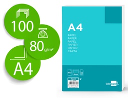 [PA03] PAPEL LIDERPAPEL A4 80G/M2 SIN TALADROS CUADRO 4 MM PAQUETE DE 100 HOJAS