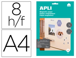 [10245] PAPEL MAGNETICO APLI BLANCO DIN A4 PARA IMPRESORAS INKJET PAQUETE DE 8 HOJAS