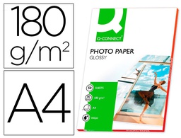 [KF02771] PAPEL Q-CONNECT FOTO GLOSSY DIN A4 ALTA CALIDAD DIGITAL PHOTO PARA INK-JET BOLSA DE 50 HOJAS DE 180 GR