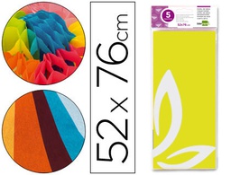 [SE04] PAPEL SEDA LIDERPAPEL 52X76CM 18G/M2 BOLSA DE 5 HOJAS AMARILLO