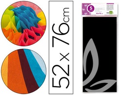 [SE09] PAPEL SEDA LIDERPAPEL 52X76CM 18G/M2 BOLSA DE 5 HOJAS NEGRO