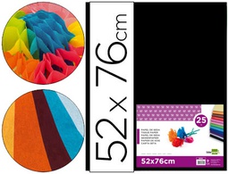 [SE21] PAPEL SEDA LIDERPAPEL NEGRO 52X76 CM 18 GR PAQUETE DE 25 HOJAS