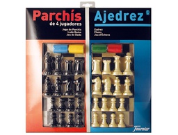 [130012249] PARCHIS CON AJEDREZ TABLERO GRANDE 4 JUGADORES 41X40X4,8 CM