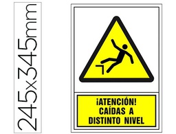 [2084] PICTOGRAMA SYSSA SEÑAL DE ADVERTENCIA ATENCION! CAIDAS A DISTINTO NIVEL EN PVC 245X345 MM