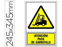 [2066] PICTOGRAMA SYSSA SEÑAL DE ADVERTENCIA ATENCION! PASO DE CARRETILLA EN PVC 245X345 MM
