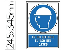 [4000] PICTOGRAMA SYSSA SEÑAL DE OBLIGACION ES OBLIGATORIO EL USO DE CASCO EN PVC 245X345 MM