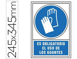 [4003] PICTOGRAMA SYSSA SEÑAL DE OBLIGACION ES OBLIGATORIO EL USO DE LOS GUANTES EN PVC 245X345 MM