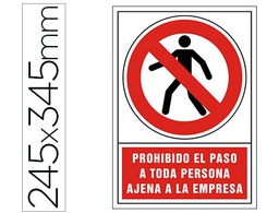 [3021] PICTOGRAMA SYSSA SEÑAL DE PROHIBICION PROHIBIDO EL PASO A TODA PERSONA AJENA A LA EMPRESA EN PVC 245X345 MM