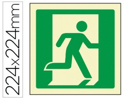 [9051F] PICTOGRAMA SYSSA SEÑAL DE SALIDA DE EMERGENCIA DERECHA EN PVC FOTOLUMINISCENTE 224X224 MM