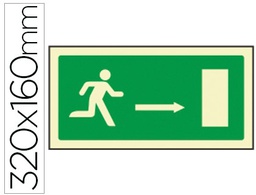 [9059] PICTOGRAMA SYSSA SEÑAL DE SALIDA EMERGENCIA FLECHA DERECHA EN PVC FOTOLUMINISCENTE 320X160 MM