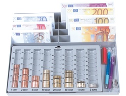 [KF14818] PORTAMONEDAS PLASTICO EURO Q-CONNECT CON BANDEJA METALICA PARA BILLETES