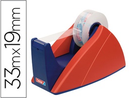 [57421-00000-03] PORTARROLLO SOBREMESA TESA CON CUCHILLA DE CORTE RECTO PARA CINTAS DE 33 M COLOR AZUL/ROJO