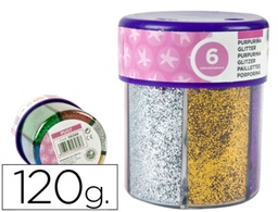 [PU07] PURPURINA LIDERPAPEL FANTASIA COLORES METALICOS 6 COLORES SURTIDOS BOTE DE 120 GR