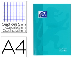 [400045041] RECAMBIO COLOR OXFORD DIN A4 80 HOJAS 90 GR OPTIK PAPER CUADROS 5MM 4 TALADROS