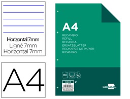 [RA02] RECAMBIO LIDERPAPEL A4 100 HOJAS 100G/M2 HORIZONTAL CON DOBLE MARGEN 4 TALADROS