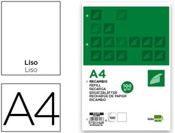 [RA06] RECAMBIO LIDERPAPEL A4 100 HOJAS 100G/M2 LISO SIN MARGEN 4 TALADROS