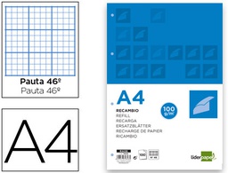 [RA08] RECAMBIO LIDERPAPEL A4 100 HOJAS 100G/M2 RAYADO Nº 46 4 TALADROS