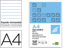 [RE03] RECAMBIO LIDERPAPEL A4 120 HOJAS 70G/M2 HORIZONTAL SIN MARGEN 4 TALADROS BANDAS DE 5 COLORES