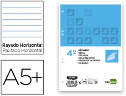 [RC09] RECAMBIO LIDERPAPEL CUARTO 100 HOJAS 60G/M2 HORIZONTAL CON MARGEN 6 TALADROS