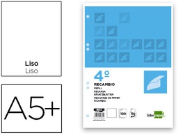 [RC13] RECAMBIO LIDERPAPEL CUARTO 100 HOJAS 60G/M2 LISO SIN MARGEN 6 TALADROS