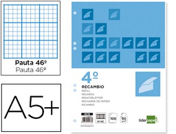 [RC19] RECAMBIO LIDERPAPEL CUARTO 100 HOJAS 60G/M2 RAYADO Nº 46 6 TALADROS