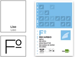 [RF15] RECAMBIO LIDERPAPEL FOLIO 100 HOJAS 60G/M2 LISO SIN MARGEN 16 TALADROS