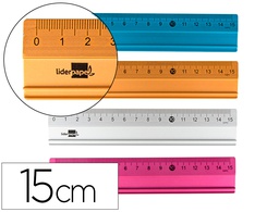 [RG08] REGLA LIDERPAPEL 15 CM ALUMINIO COLORES SURTIDOS