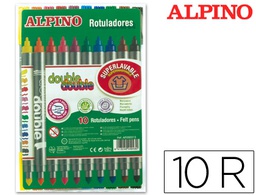 [AR002013N] ROTULADOR ALPINO DOUBLE DOUBLE PUNTA GRUESA Y PUNTA FINA CAJA DE 10+2 UNIDADES COLORES SURTIDOS