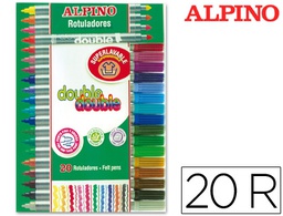 [AR002058N] ROTULADOR ALPINO DOUBLE DOUBLE PUNTA GRUESA Y PUNTA FINA CAJA DE 20+4 UNIDADES COLORES SURTIDOS